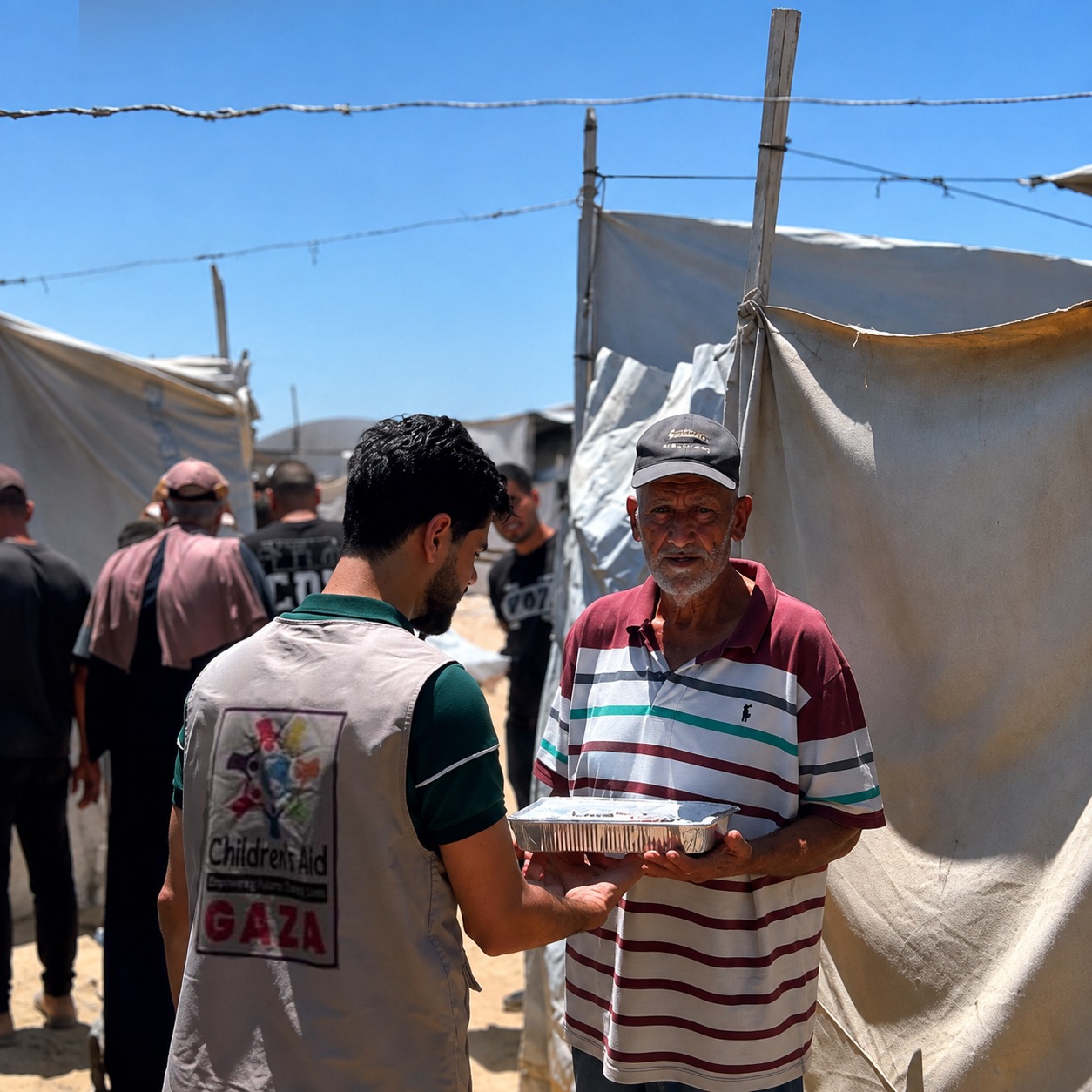 Childrensaid providing hot meal at Gaza